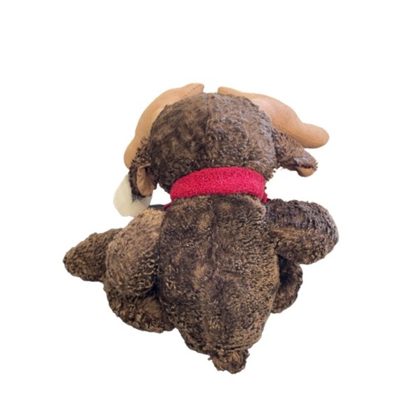 Wishpets Plush Moose Brown wearing Holiday Christmas Scarf - Picture 7 of 7